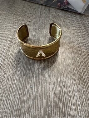 Rustic Cuff Gold Cuff Bracelet with 'A' Accent